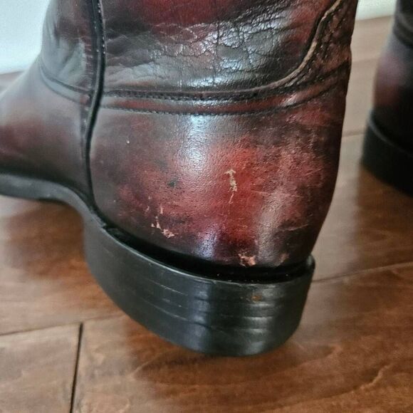 Lucchese Black Cherry Leather Boots Style P0134 Size 9 Men's - Picture 8 of 12